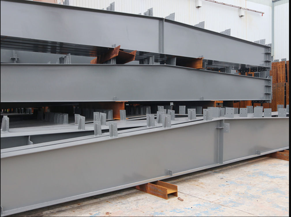 I-beam steel beam in steel structure workshop.