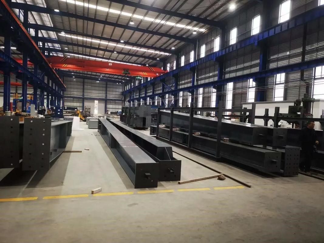 I-beam column in steel structure workshop.