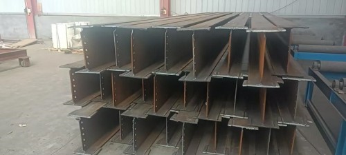 I-beam steel beam in steel structure workshop.