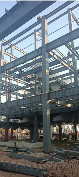 Finished steel components, equipment installation.
