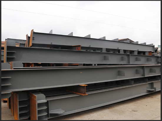 I-beam column in steel structure workshop.
